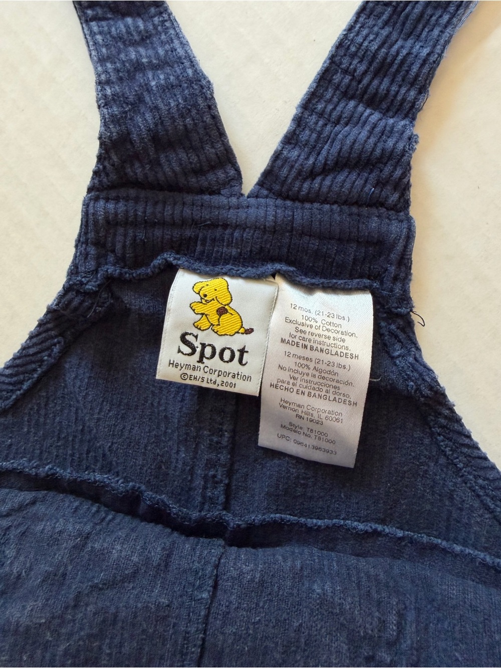 Vintage 2001 Spot Navy Corduroy Farm Overalls 12M Dog Barn - Picture 8 of 8